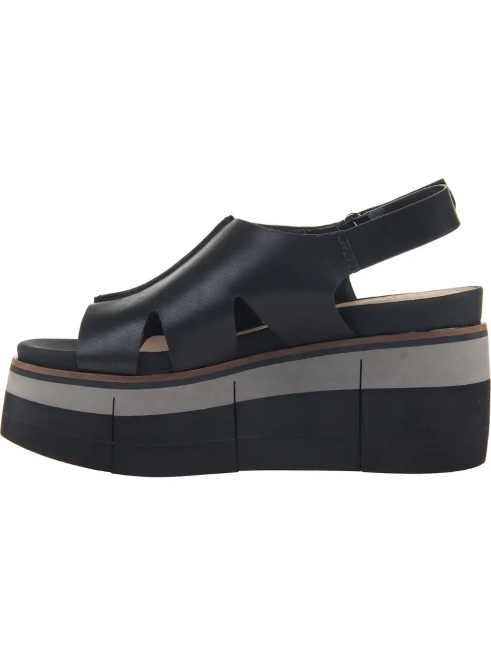 Naked Feet Geo Platform Genuine Leather wedge Sandal Sz 8.5